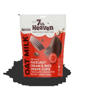 7th Heaven Hazelnut Cream and Rice Crisps Cream Cups Pouch Oat Milk Chocolate 12 x 126g