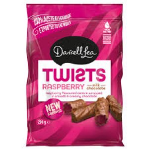 Darrell Lea Raspberry Twists Milk Coated NK 12 x 200g