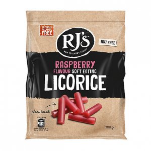 RJ'S Natural Soft Eating Raspberry Licorice 12 x 300g