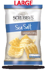 Scrubbys LARGE Hummus Sea Salt Chips 10 x 125g