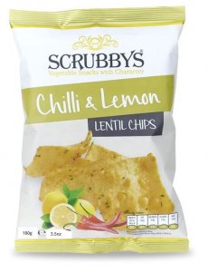 Scrubbys LARGE Lentil Chilli & Lemon Chips 10 x 100g