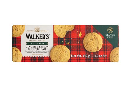 Walkers Gluten Free Ginger & Lemon Shortbread 12 x 140g 