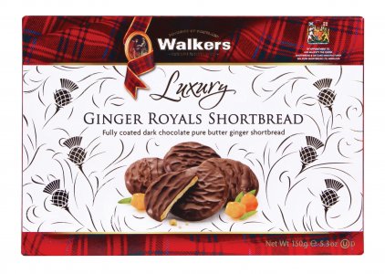 Walkers Plain Chocolate Ginger Royal Shortbread 12 x 150g