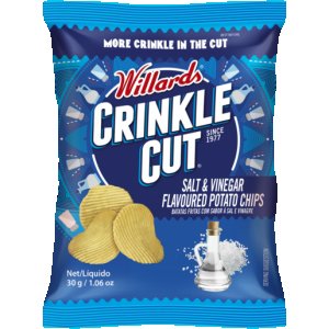 Willards Crinkle Cut Salt & Vinegar Chips SMALL 48 x 30g